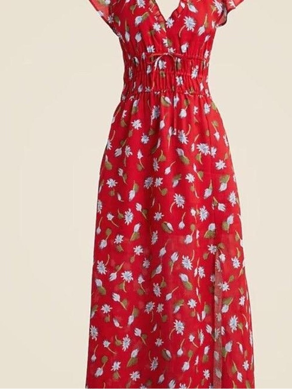 J.Crew Red Floral midi Maxi Dress with floral Accents